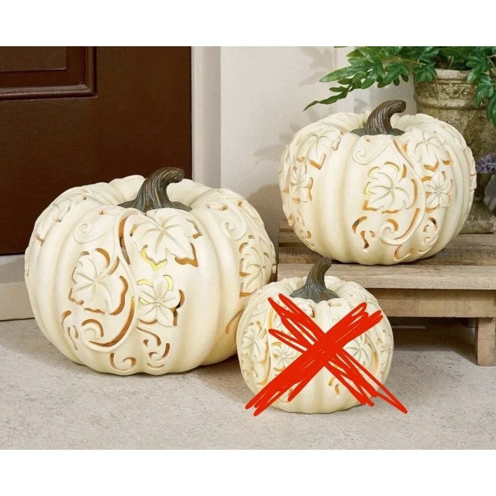 2-Piece Indoor/ Outdoor Flicker Flame Stacking Pumpkins by Valerie - Ivory